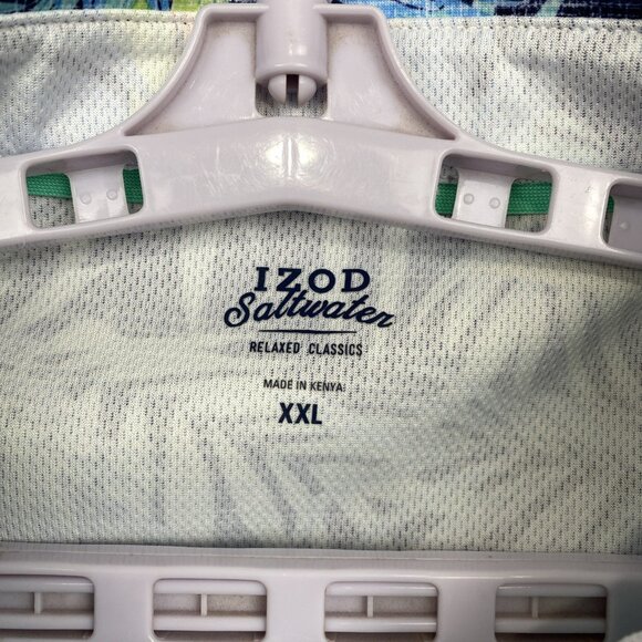 IZOD Saltwater Polo Shirt Mens XL Blue Floral Relaxed Classics All Over Print - Picture 6 of 10